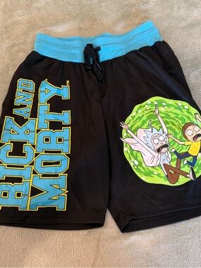 Rick and Morty Shorts Men’s Small Black Portal Graphic Drawstring NWOT